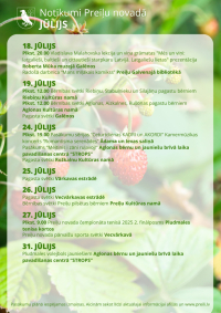 Notikumi un izstādes Preiļu novadā jūlijā