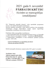 Mobilā mamogrāfa izmeklējumi Aglonā