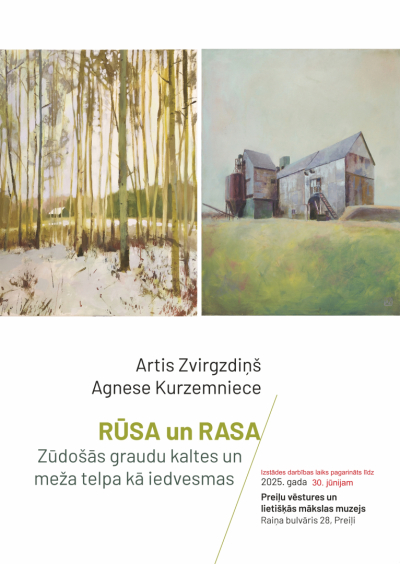 Arta Zvirgzdiņa un Agneses Kurzemnieces izstāde "RŪSA un RASA - zūdošās graudu kaltes un meža telpa kā iedvesmas"