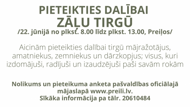 Aicinājums pieteikties dalībai Zāļu tirgū