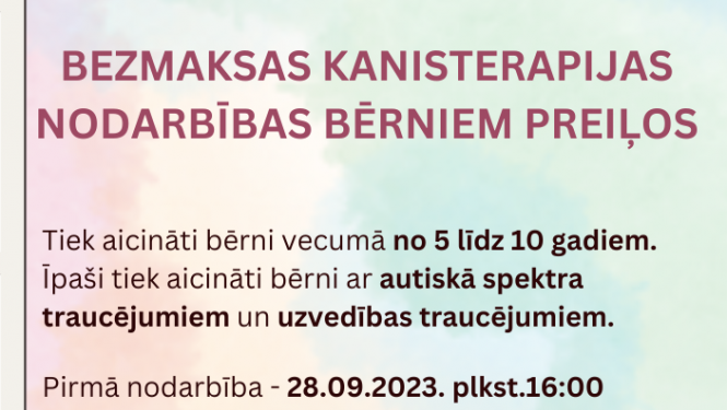 BEZMAKSAS KNISTERAPIJAS NODARBĪBAS BĒRNIEM