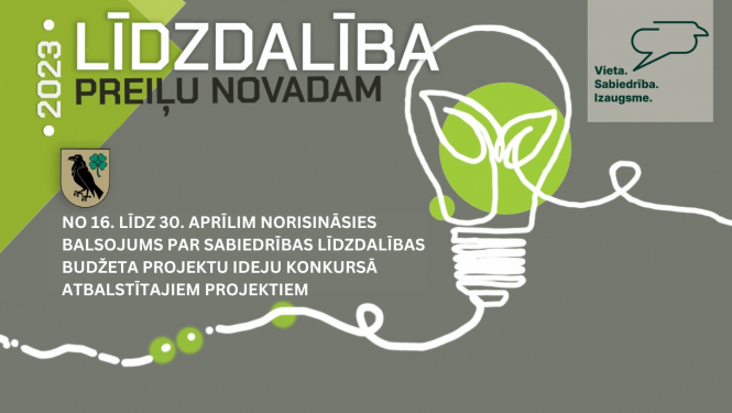 No 16. līdz 30. aprīlim aicinām piedalīties balsojumā par sabiedrības līdzdalības budžeta projektu ideju konkursā atbalstītajiem projektiem