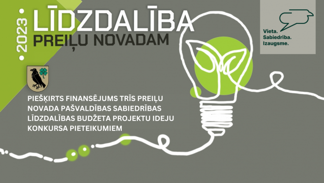 Pamatojoties uz Preiļu novada pašvaldības saistošajiem noteikumiem Nr. 2023/2 “Preiļu novada pašvaldības sabiedrības līdzdalības budžeta nolikums” ir izvērtēti 2023. gada Preiļu novada pašvaldības sabiedrības līdzdalības budžeta projektu ideju konkursa rezultāti.  Konkursā tika iesniegtas 9 projektu idejas no 3 balsošanas apgabaliem (pirmajā balsošanas apgabalā, Preiļu pilsētā, konkursā netika iesniegts neviena projektu ideja), no kuriem tālākai sabiedrības balsošanai tika virzīti 6 projektu ideju pieteikum