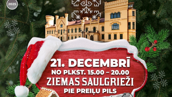 Ziemas saulgrieži pie Preiļu pils