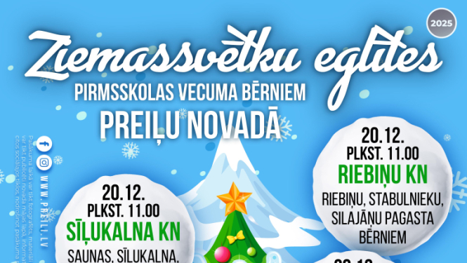 Ziemassvētku eglītes pirmsskolas vecuma bērniem Preiļu novadā