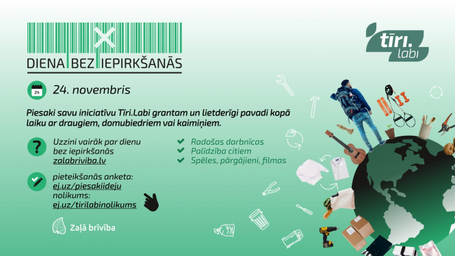 Piesaki ideju un saņem “Tīri.Labi. Diena bez iepirkšanās” grantu