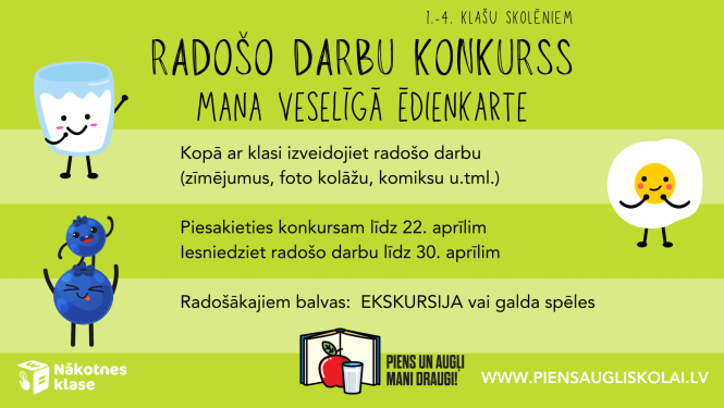 Radošo darbu konkurss 1.-4. klašu skolēniem “Mana veselīgā ēdienkarte”