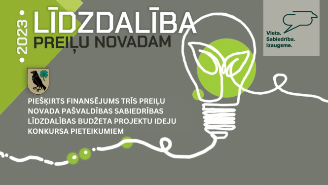 Pamatojoties uz Preiļu novada pašvaldības saistošajiem noteikumiem Nr. 2023/2 “Preiļu novada pašvaldības sabiedrības līdzdalības budžeta nolikums” ir izvērtēti 2023. gada Preiļu novada pašvaldības sabiedrības līdzdalības budžeta projektu ideju konkursa rezultāti.  Konkursā tika iesniegtas 9 projektu idejas no 3 balsošanas apgabaliem (pirmajā balsošanas apgabalā, Preiļu pilsētā, konkursā netika iesniegts neviena projektu ideja), no kuriem tālākai sabiedrības balsošanai tika virzīti 6 projektu ideju pieteikum