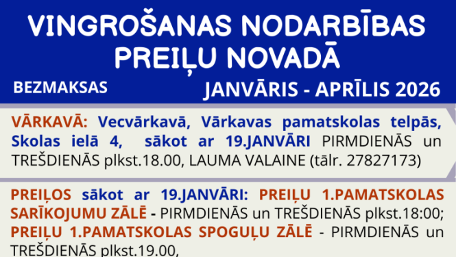 Bezmaksas vingrošanas nodarbības