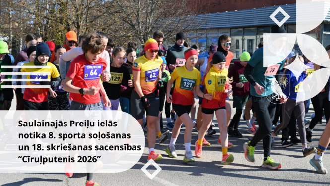 Saulainajās Preiļu ielās notika 8. sporta soļošanas un 18. skriešanas sacensības “Cīruļputenis 2026”