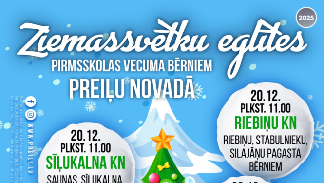 Ziemassvētku eglītes pirmsskolas vecuma bērniem Preiļu novadā
