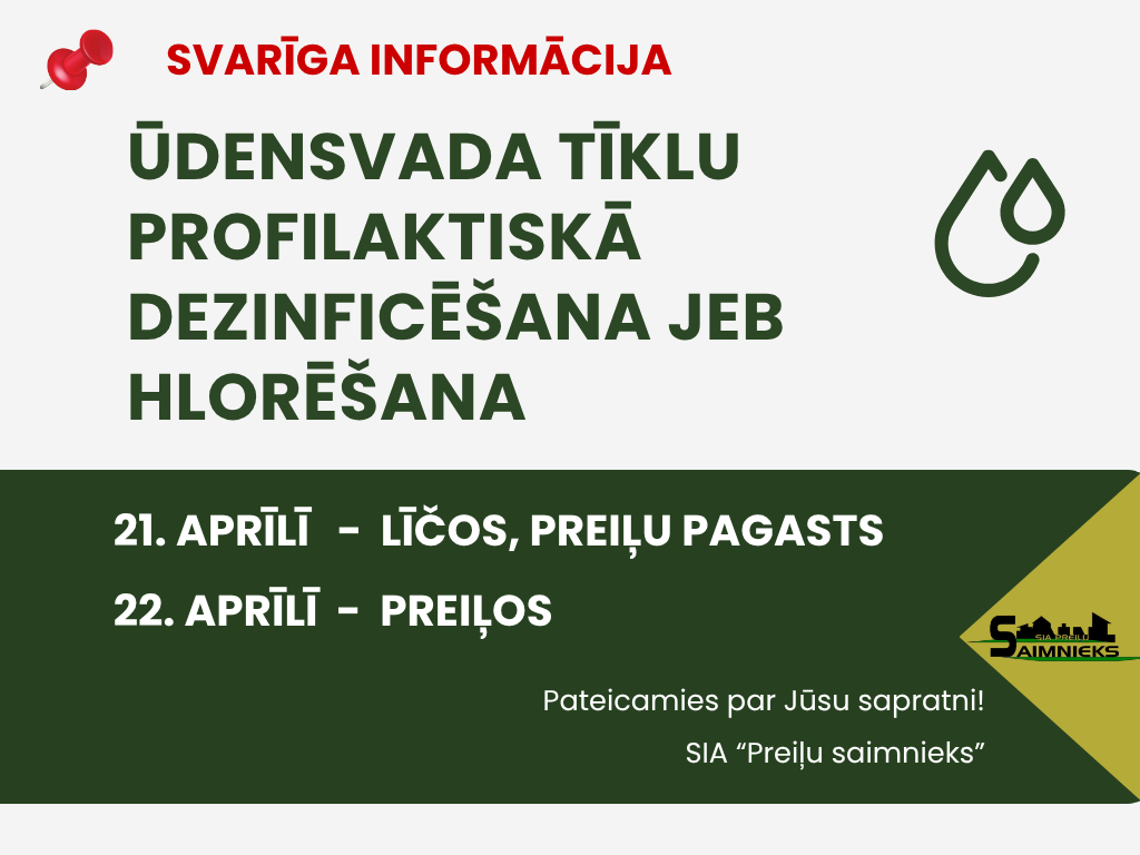 Plānota ūdensvadu tīklu, ūdens atdzelžošanas aprīkojuma profilaktiskā dezinficēšana jeb hlorēšana