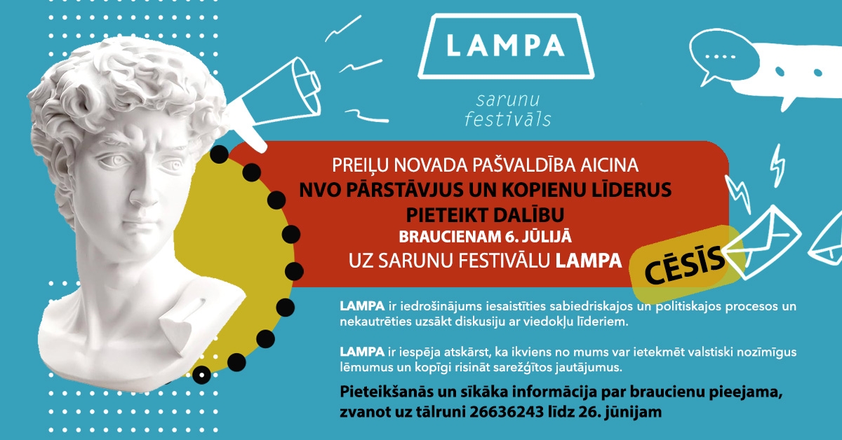 Aicinām pieteikt dalību braucienam uz sarunu festivālu "LAMPA"