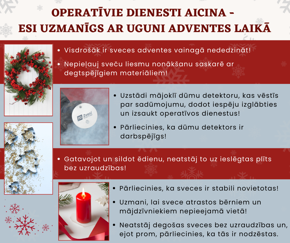 Operatīvie dienesti: esi uzmanīgs ar uguni Adventes laikā