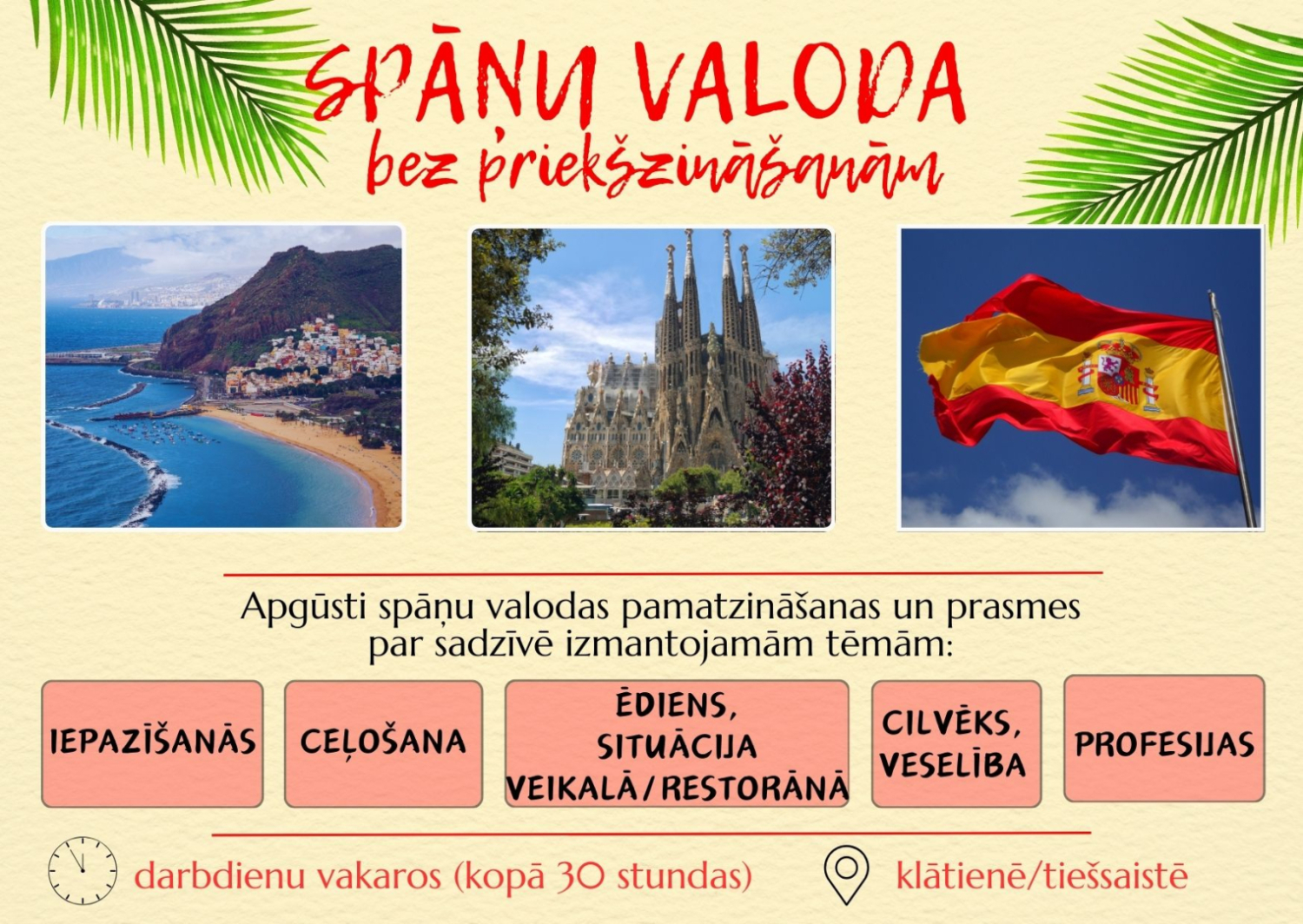 Svešvalodu kursi spāņu valodā pieaugušajiem bez priekšzināšanām