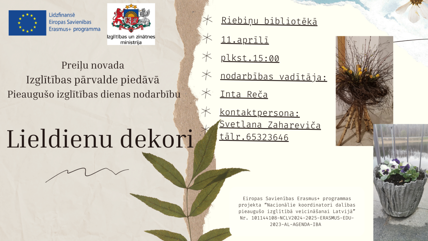 Pieaugušo izglītības dienas - nodarbība “Lieldienu dekori”