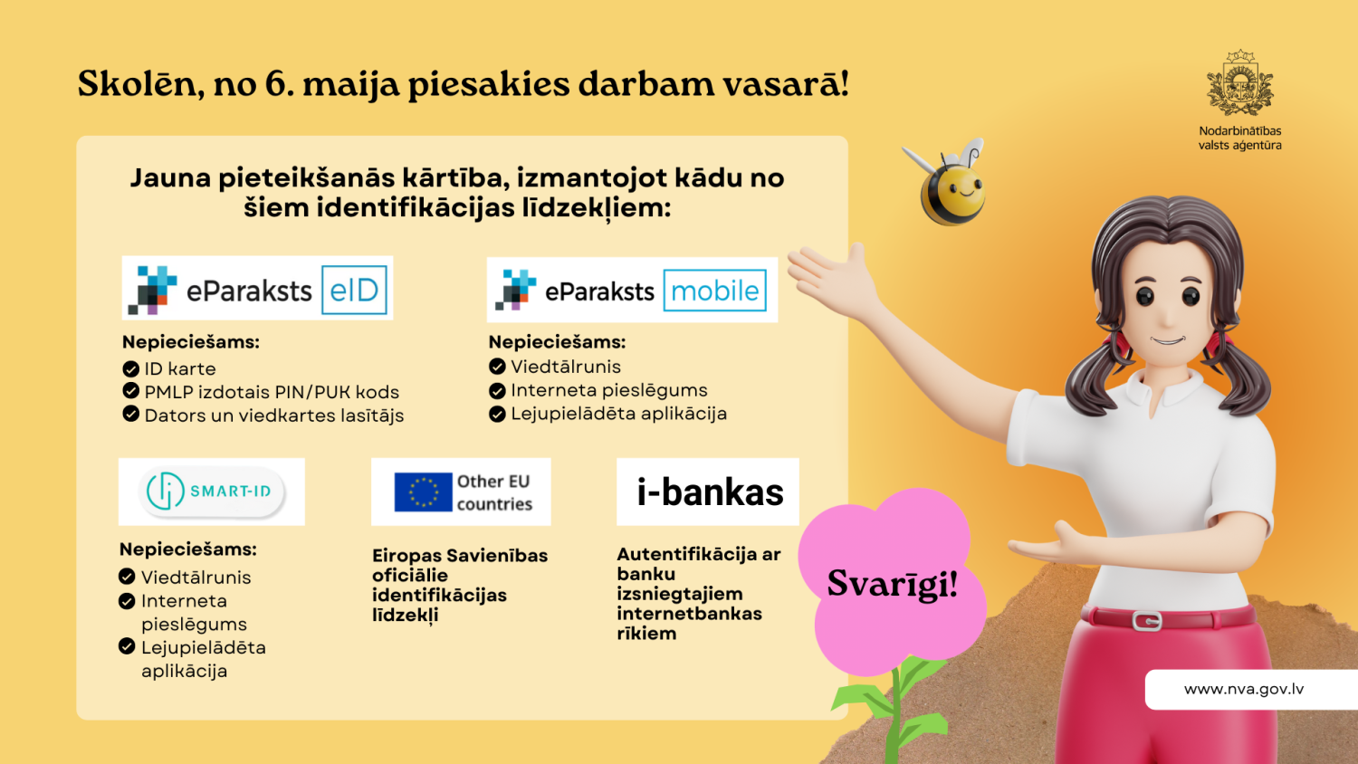 No 6. maija līdz 17. augustam skolēni varēs reģistrēties dalībai NVA vasaras nodarbinātības pasākumā