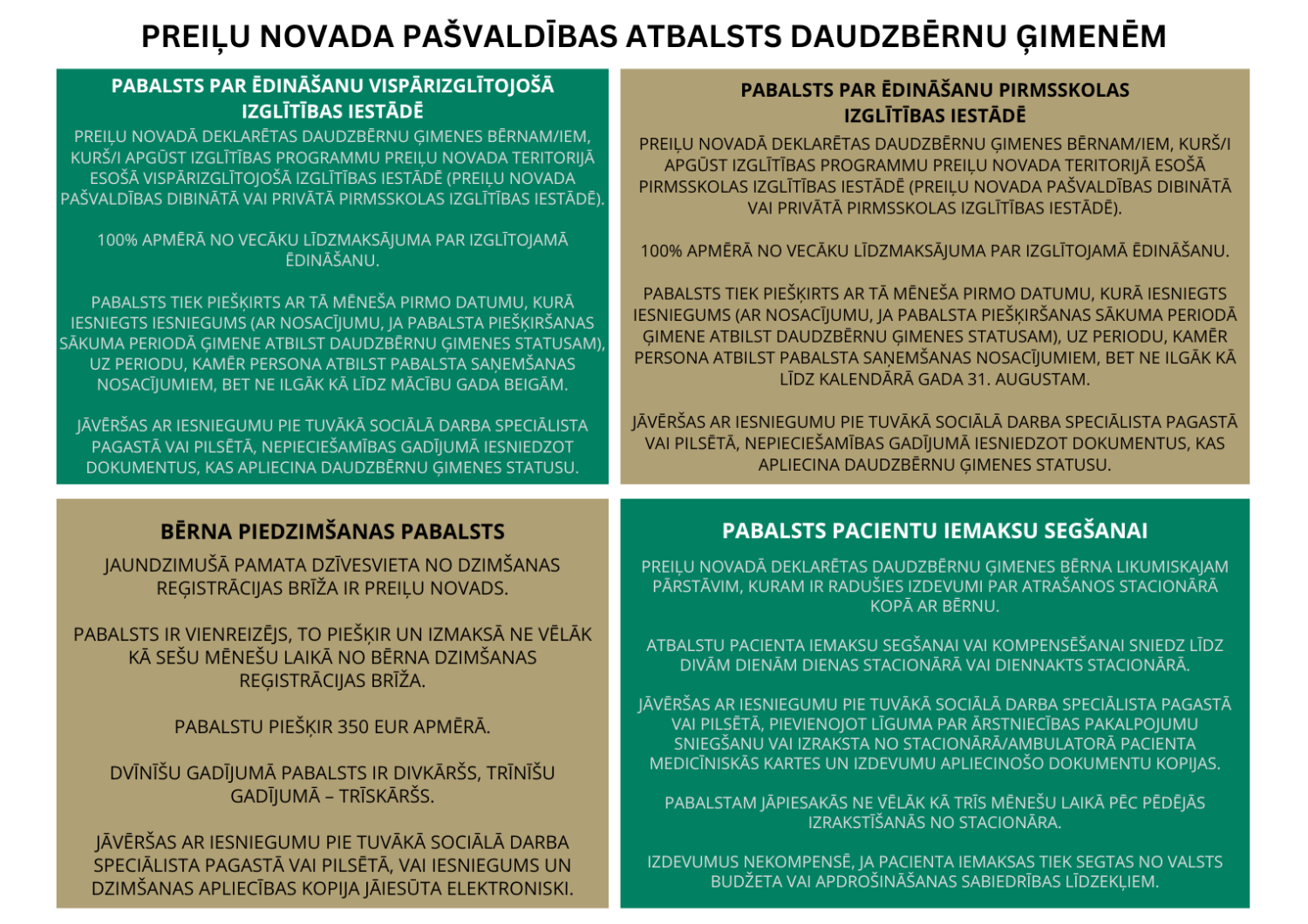 Atbalsta pakalpojumi un palīdzība daudzbērnu ģimenēm