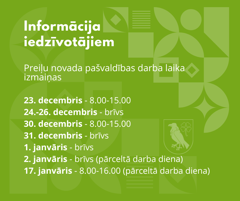 Preiļu novada pašvaldības darba laika izmaiņas