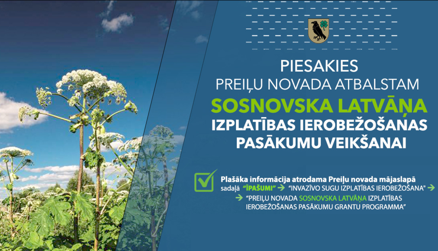 Sosnovska latvāņu ierobežošanas pasākumi Preiļu novada pašvaldības teritorijās 2025. gadā