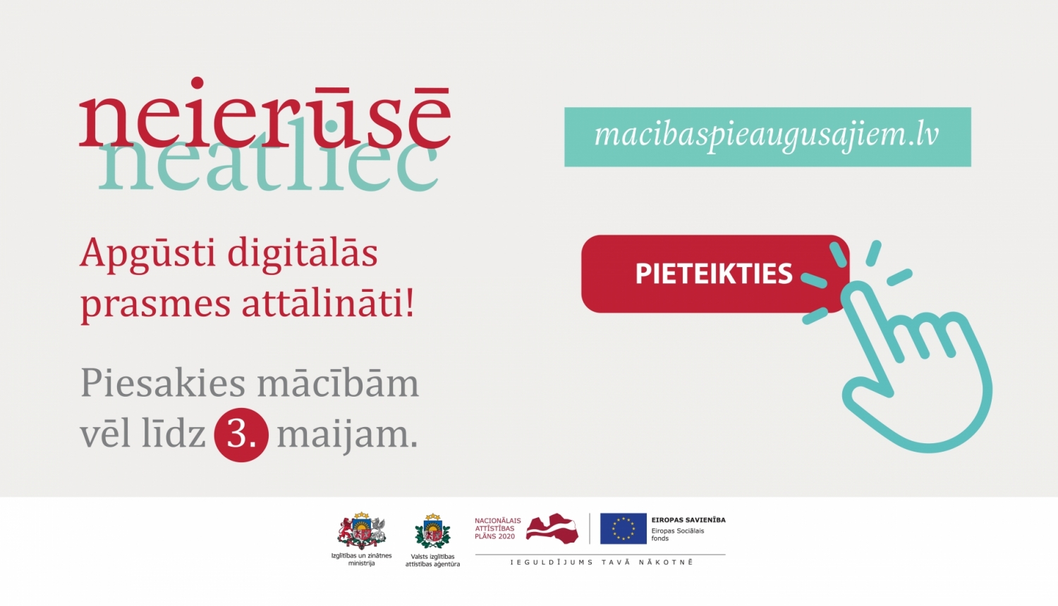 Vēl līdz 3. maijam var pieteikties mācībām pieaugušajiem digitālo prasmju apguvei 