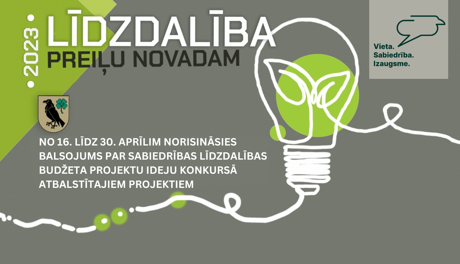 No 16. līdz 30. aprīlim aicinām piedalīties balsojumā par sabiedrības līdzdalības budžeta projektu ideju konkursā atbalstītajiem projektiem